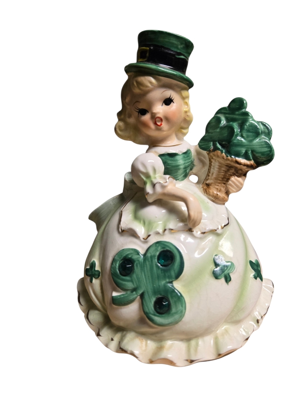 Lefton ceramic Irish Shamrock Girl Rotating Music vintage